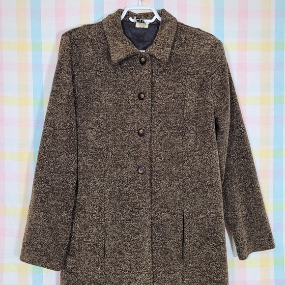 Vintage 90s tapestry coat CLIO brown textured fabric lightweight jacket - Picture 2 of 9